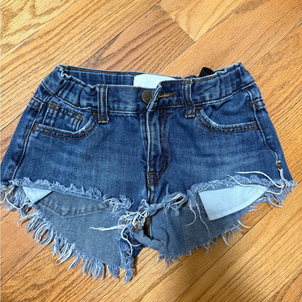 One Teaspoon Blue Distressed Jean Shorts